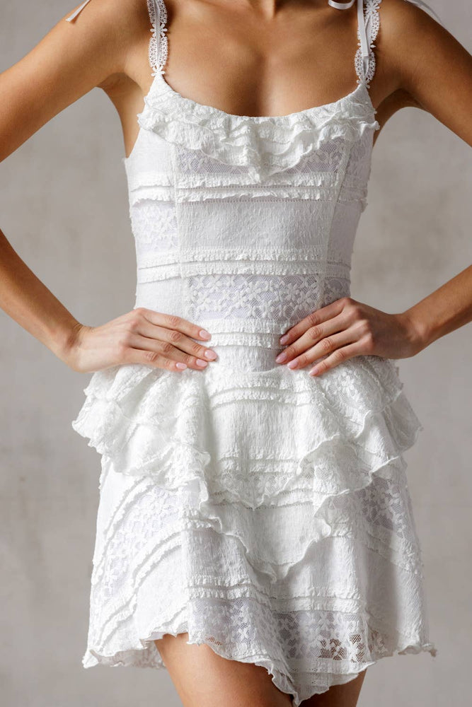 Flirty Frill White Mini Dress