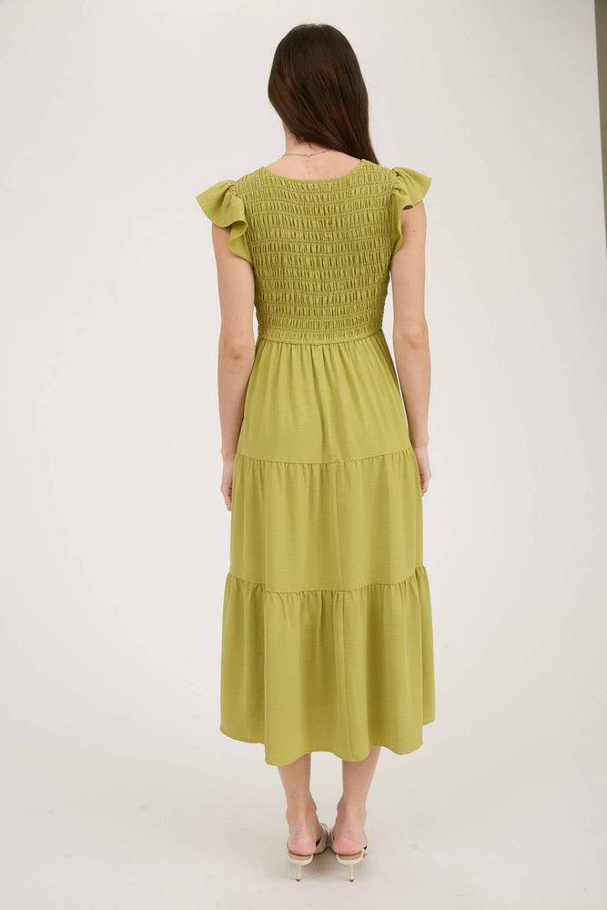 Fresh Stems Flutter Midi Dress