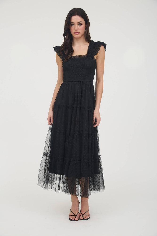 Midnight Thrill Chiffon Dot Dress