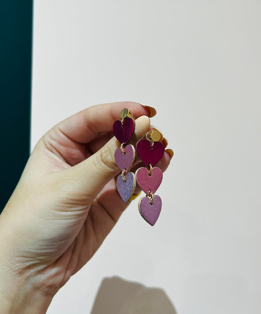 Leather Heart Hanging Earrings
