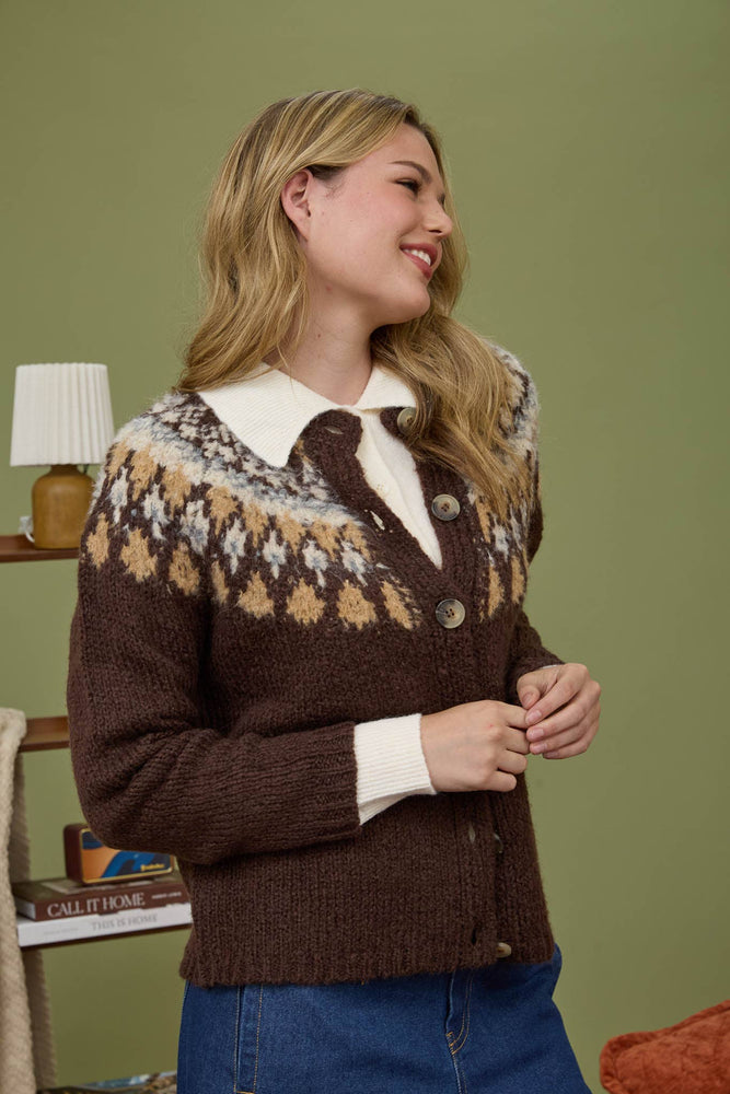 Fair Isle Button Down Cardigan