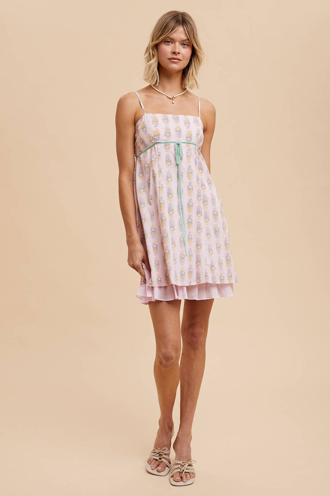 Posh and Polished Floral Bow Mini Dress