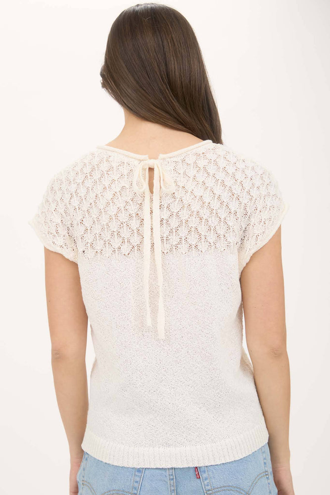 Eyelet and Bows Knit Top