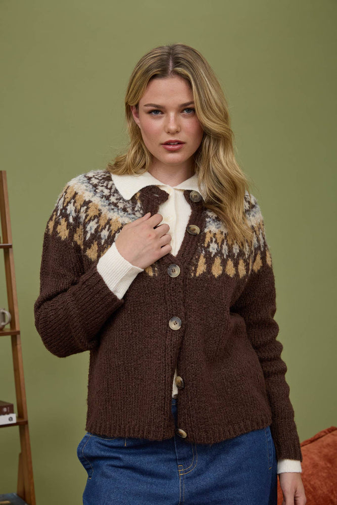 Fair Isle Button Down Cardigan
