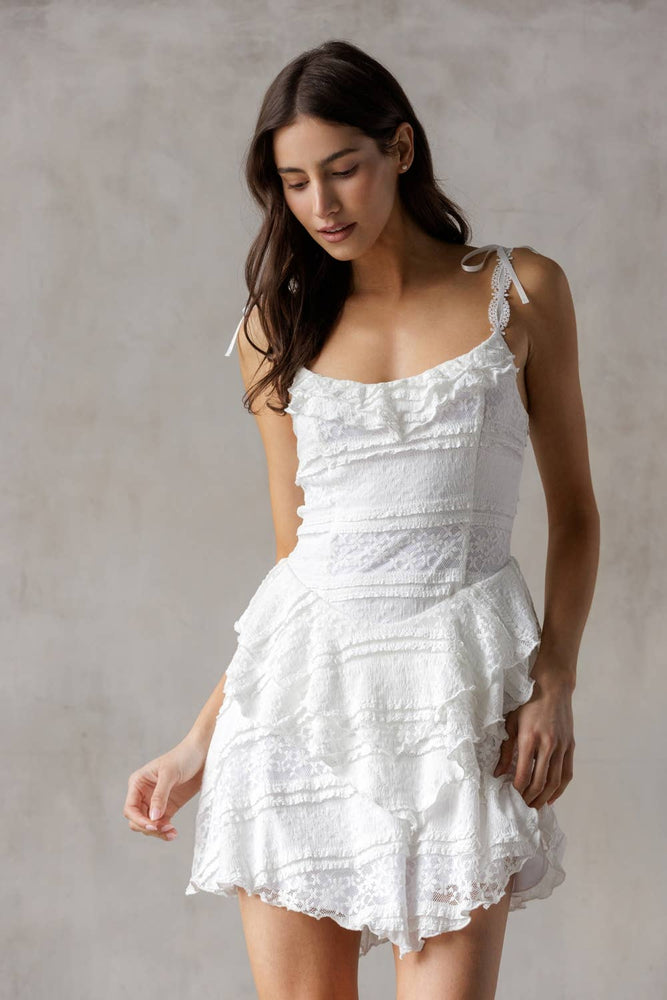Flirty Frill White Mini Dress