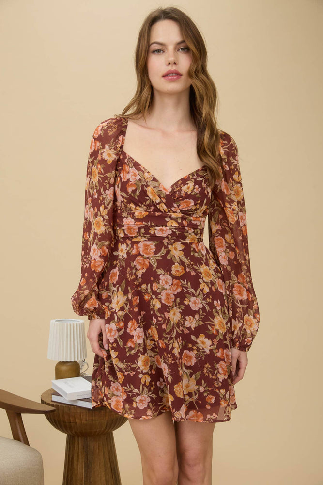 Autumn Roses Long Sleeve Dress