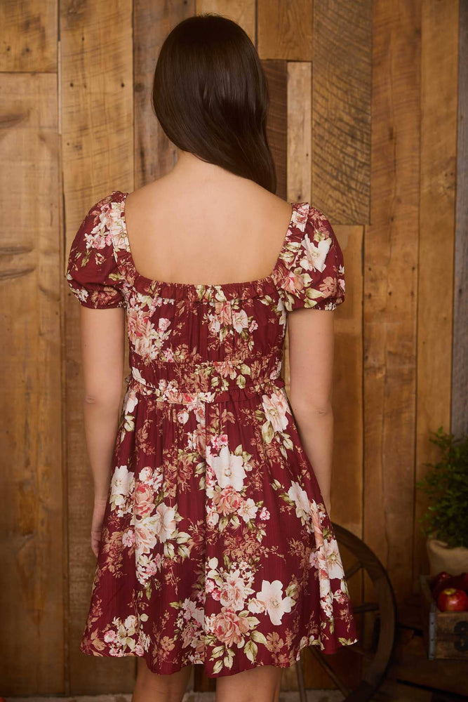 Burgundy Rose Garden Mini Dress