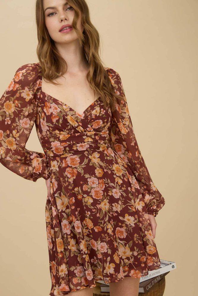 Autumn Roses Long Sleeve Dress