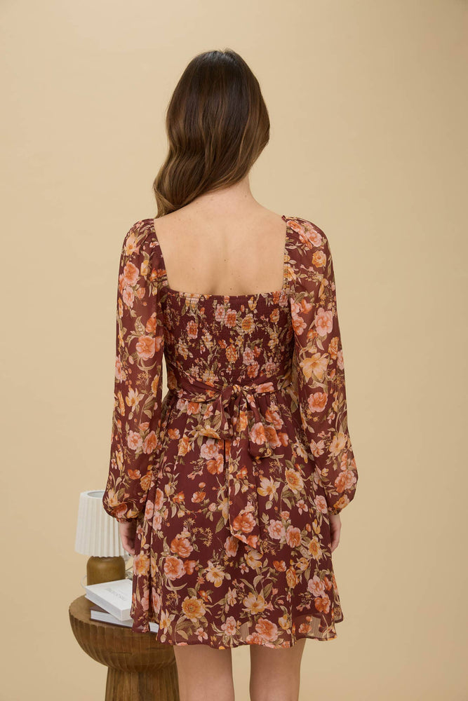 Autumn Roses Long Sleeve Dress