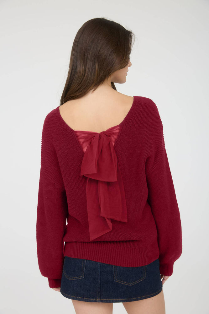 Always Yours Chiffon Bow Sweater
