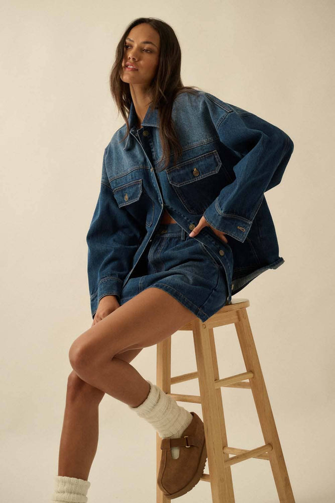 Ombré Oversized Denim Jacket
