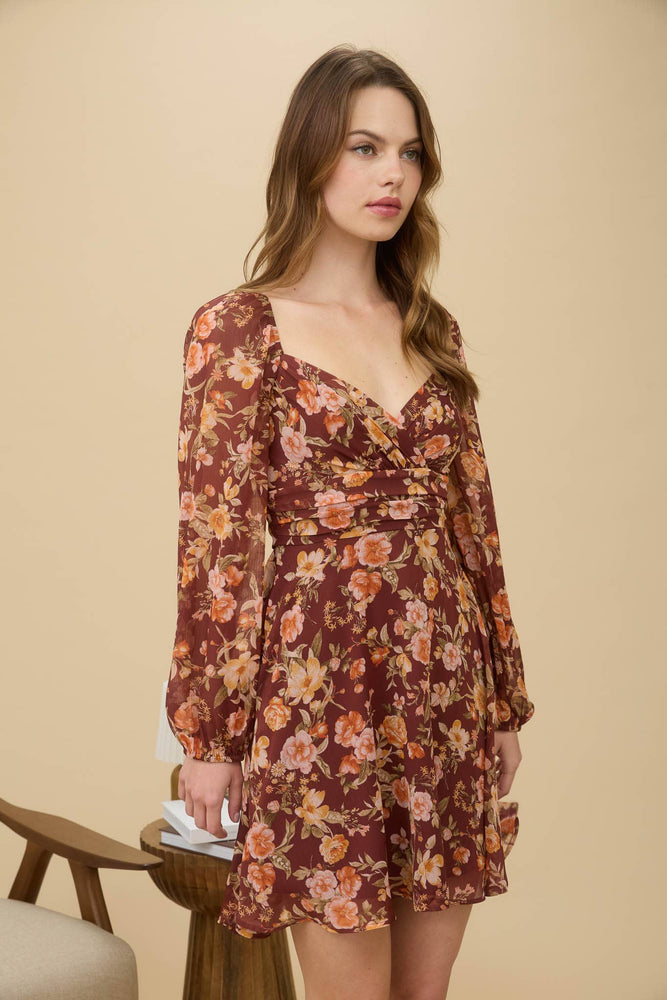 Autumn Roses Long Sleeve Dress