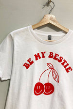Be My Bestie Cherry Graphic Cropped T Shirt