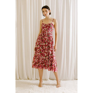 Berry Floral Midi Dress