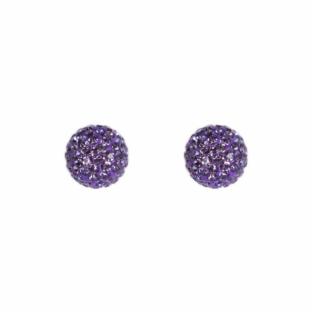 Park and Buzz radiance stud. Sparkle ball earrings. Hillberg and Berk. Canadian Brand. Glitter ball earrings. Grape purple sparkle earrings jewelry jewellery. Valentines gift.