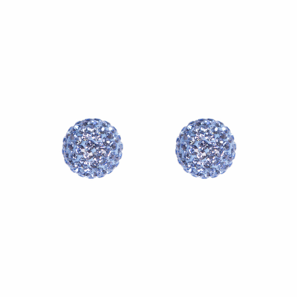 Park and Buzz radiance stud. Sparkle ball earrings. Hillberg and Berk. Canadian Brand. Glitter ball earrings. Denim blue sparkle earrings jewelry jewellery
