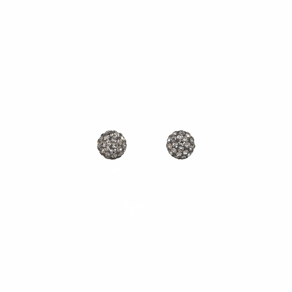 Park and Buzz radiance stud. Sparkle ball earrings. Hillberg and Berk. Canadian Brand. Glitter ball earrings. Charcoal sparkle earrings jewelry jewellery
